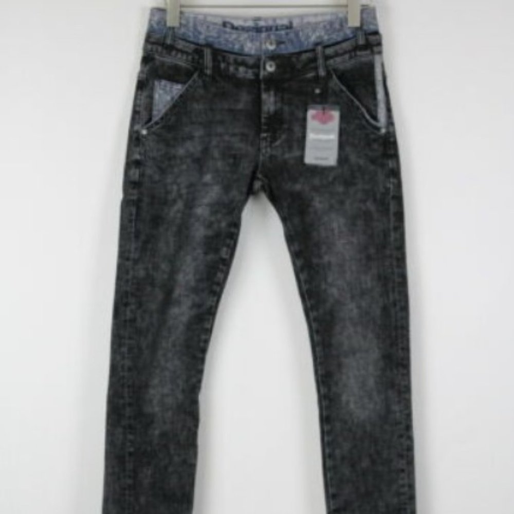 NWT Mens DESIGUAL Florenci Slim Fitted, Light Washed Jeans, Size W34 L33